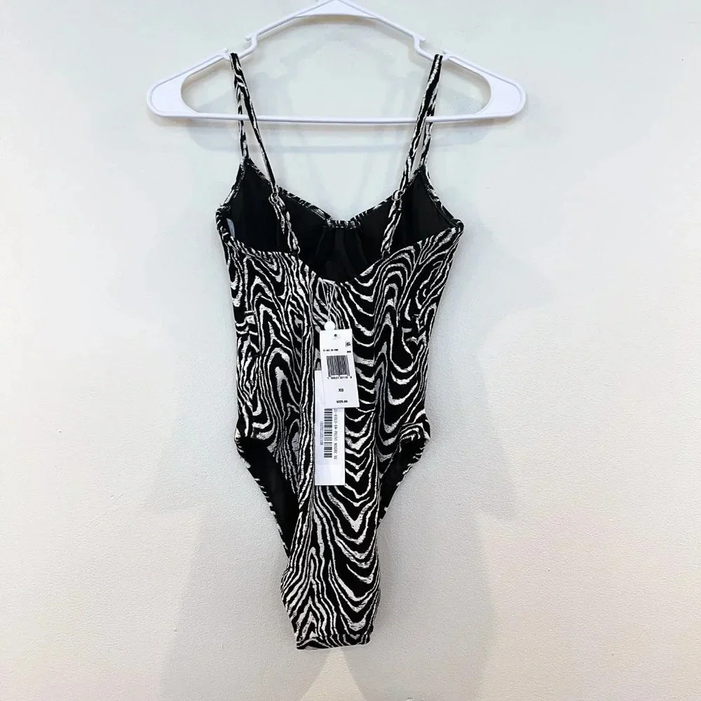Jonathan Simkhai Animal Print One Piece Resortwear Designer Swimsuit XS NWT